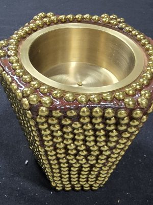 Wooden Incense Burner with Brass Nails